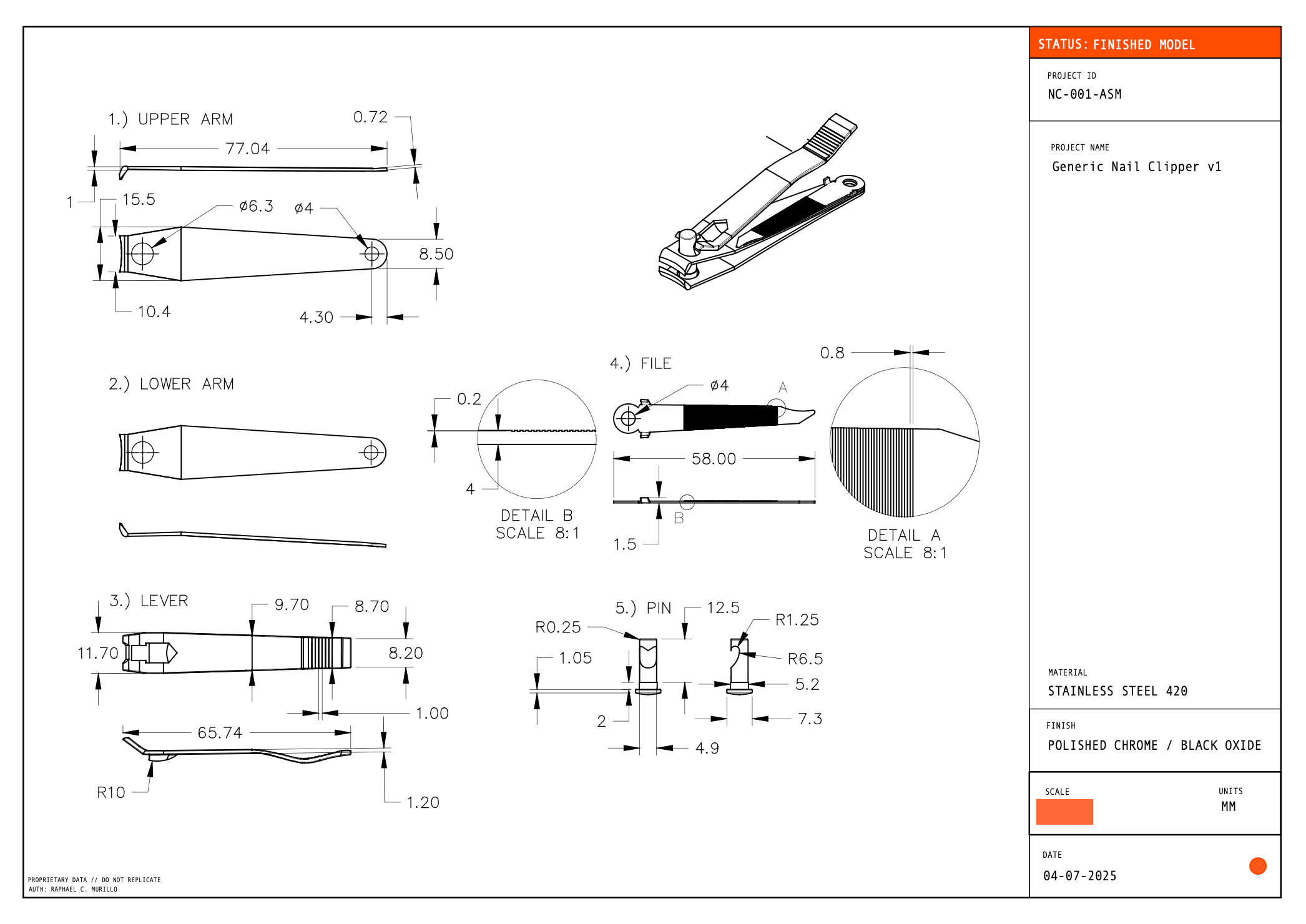 Manufacturing technical drawing (AutoCAD)