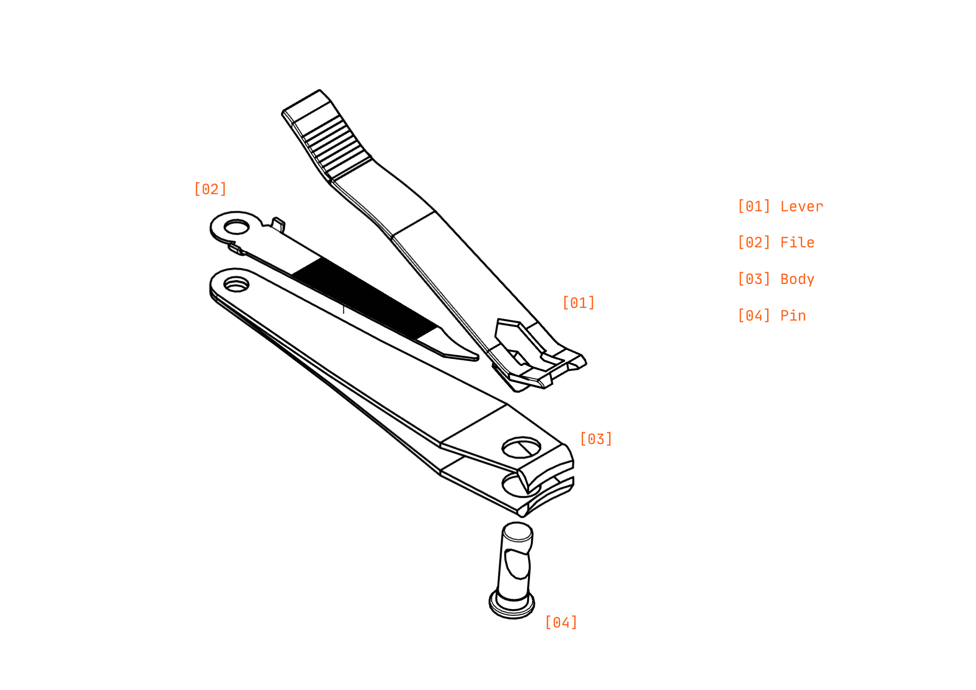 Exploded view showing assembly order