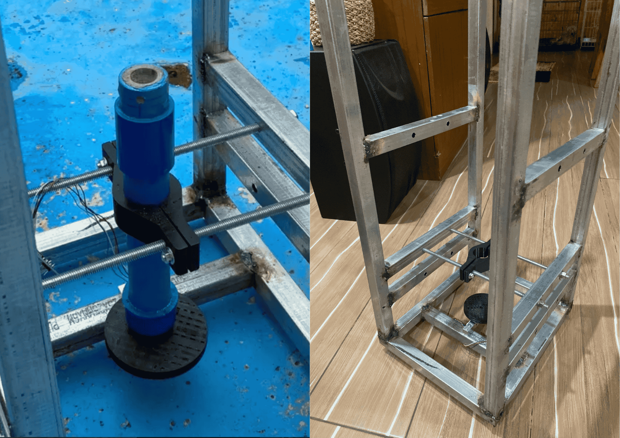Physical assembly with blue solid motor installed