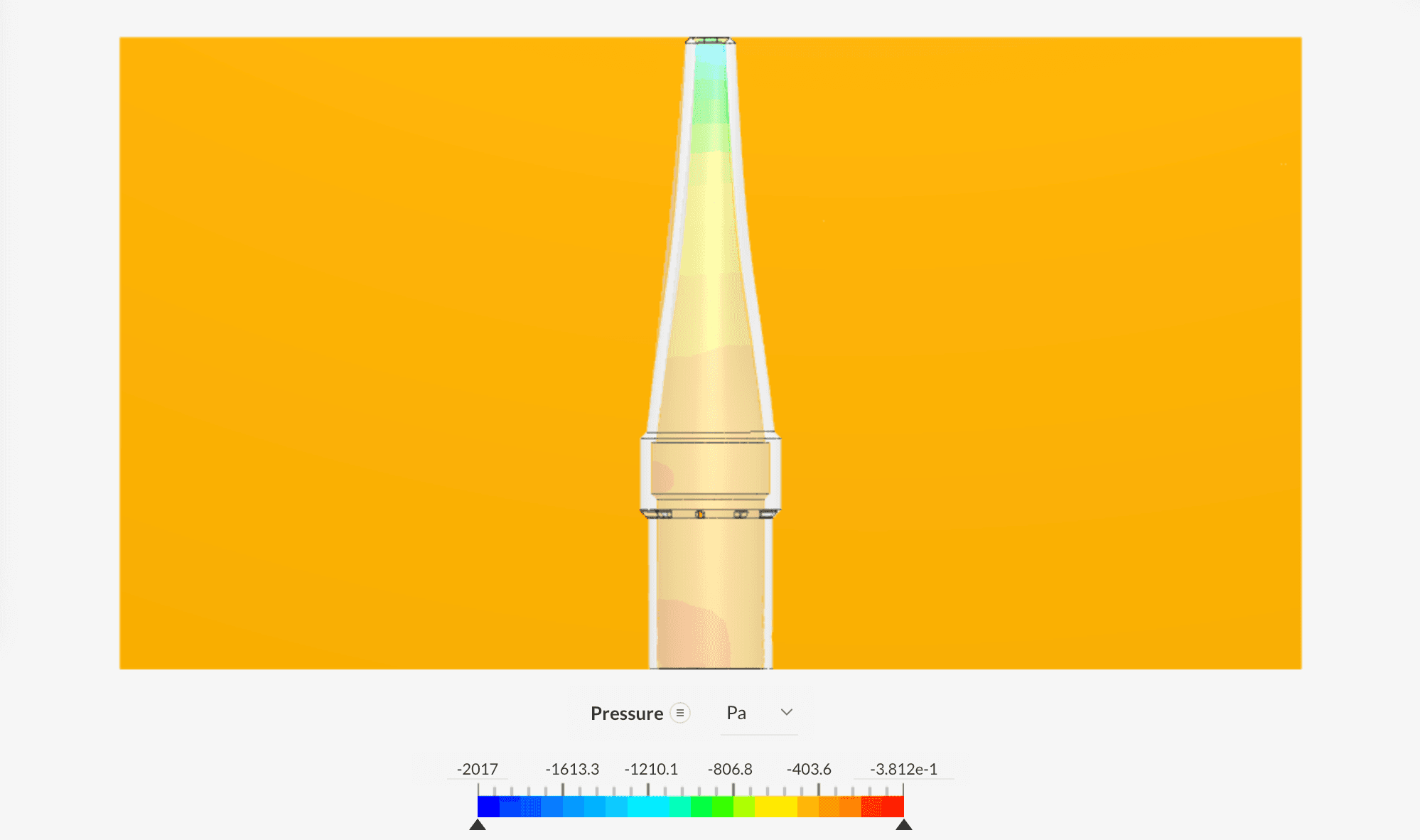 Pressure gradient simulation proving efficient pressure recovery (-2 kPa drop)